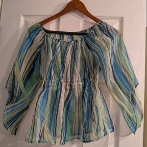 Elegant Multicolor Striped Women's Blouse